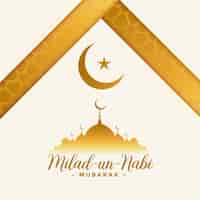 Free vector milad un nabi white and golden greeting card design