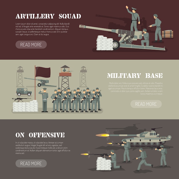 Free vector military army horizontal banners set
