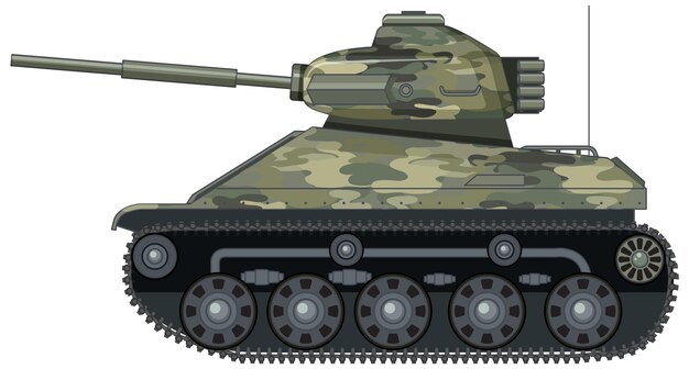 Military battle tank on white background