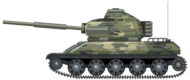 Военный боевой танк на белом фоне