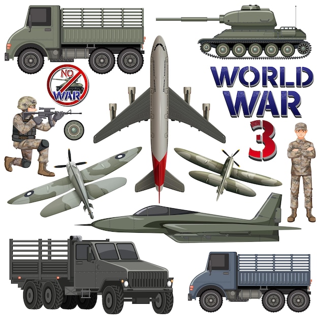 Military elements and vehicles set