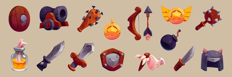 Free Vector military game icons cartoon vector war collection