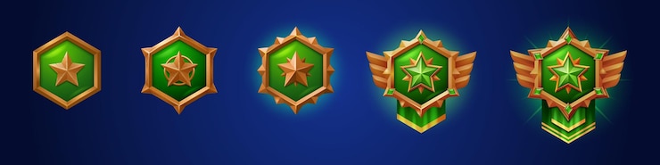 Free Vector military game rank buttons set