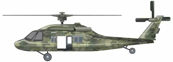 Free vector a military helicopter on white background