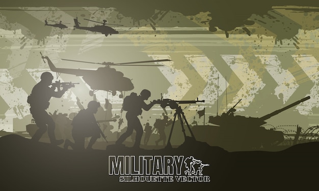 Military illustration, army background, soldiers silhouettes, happy veterans day .