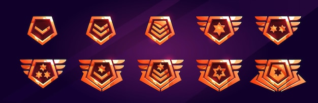 Free vector military rank badges army insignia icons