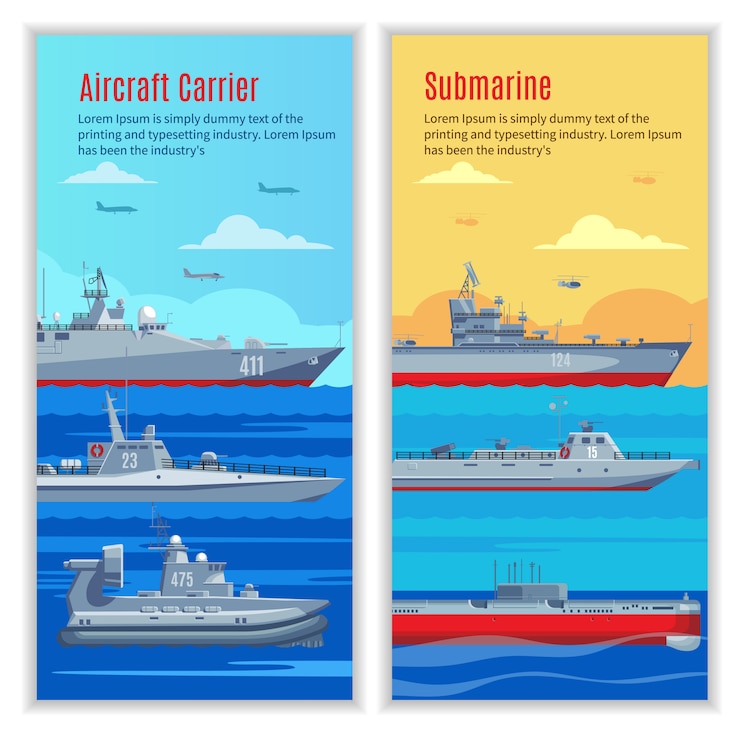 Free Vector military ships vertical banners