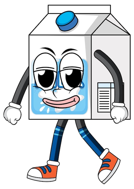 Free vector milk carton with arms and legs
