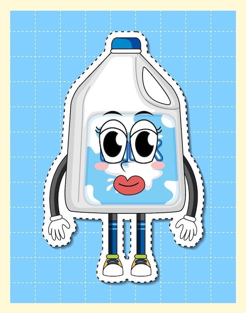 Milk cartoon character on grid background