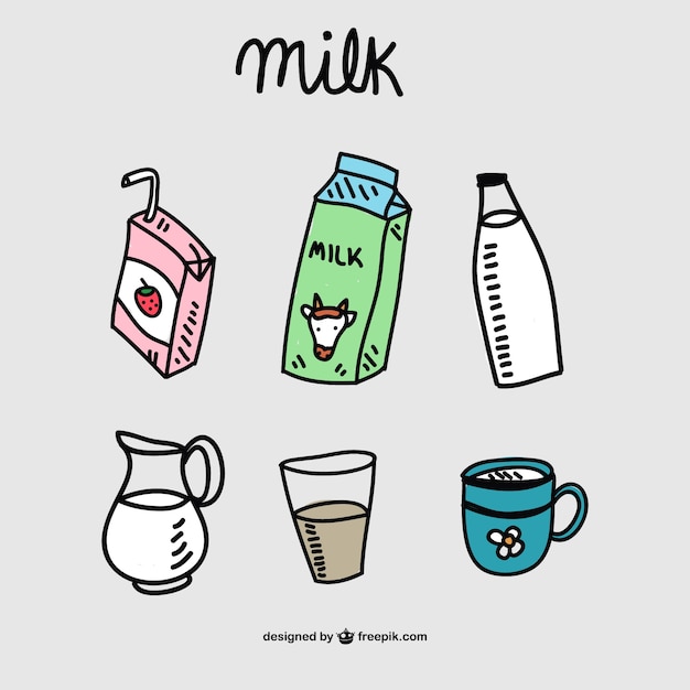 Milk drawings vector