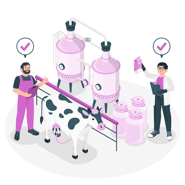 Free vector milk factory concept illustration