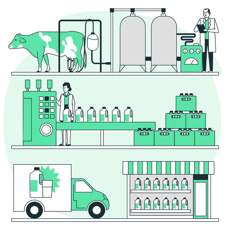 Free Vector milk factory concept illustration