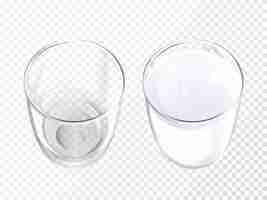 Free vector milk glass 3d illustration of realistic crockery for dairy drink or yogurt top view.