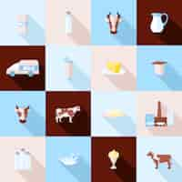 Free vector milk icons set