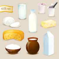 Free vector milk products set