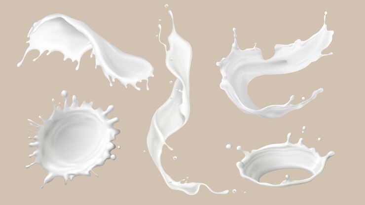 Free Vector milk splash collection with dynamic fluid shapes