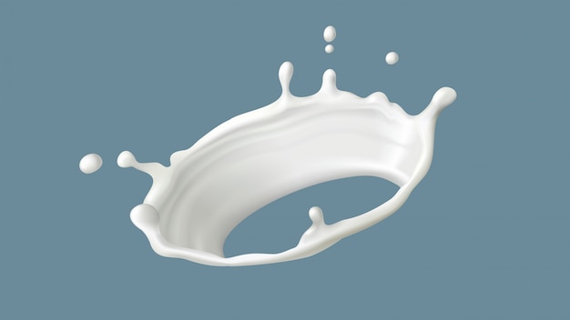 Milk splash or round swirl with drops, realistic