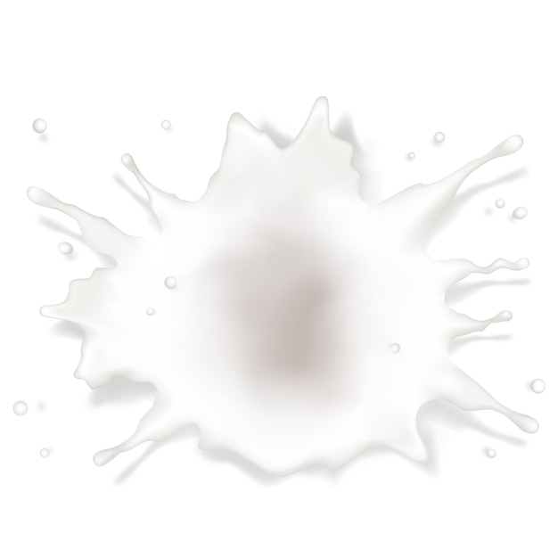 Бесплатное векторное изображение Всплеск молока с каплями и тени