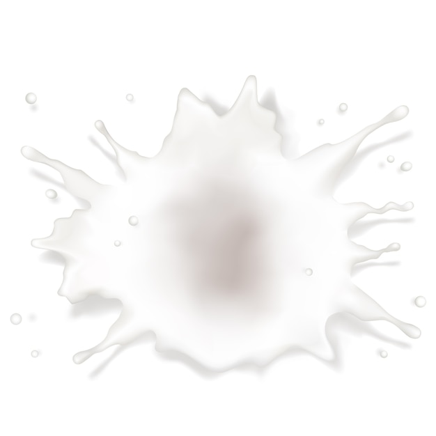 Free vector milk splash with drops and shadow