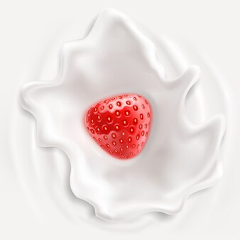 Free Vector Yoghurt Composition With New Strawberry Taste Free Vector Yoghurt Composition With New Strawberry Taste