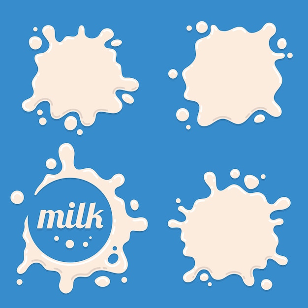 Set di macchie di latte, yogurt o crema. elemento bevanda, modello di schizzi