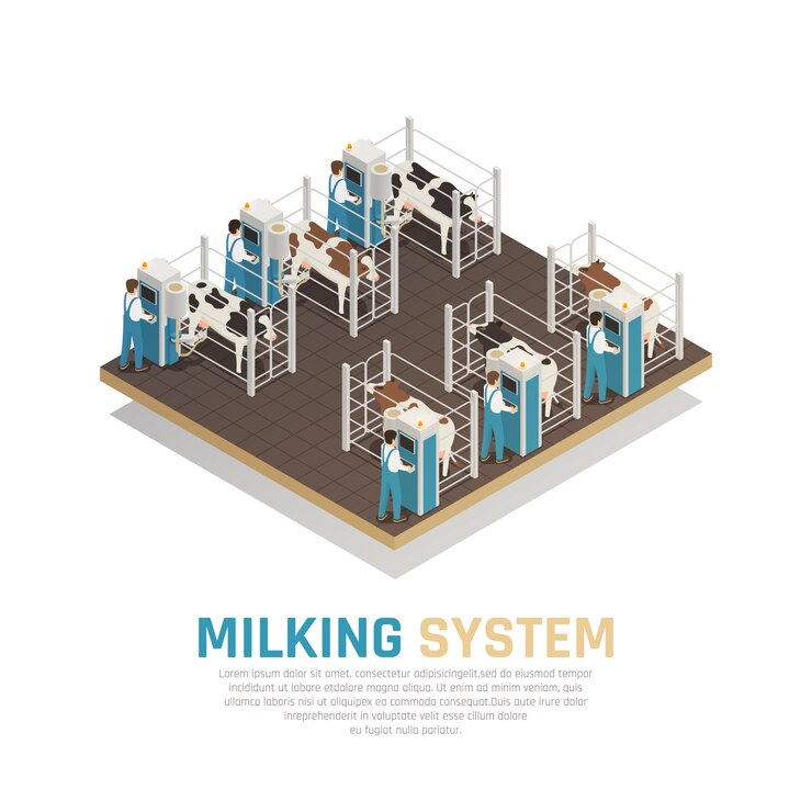 Free Vector milking operation factory 