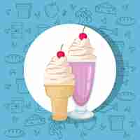 Free vector milkshake and ice cream