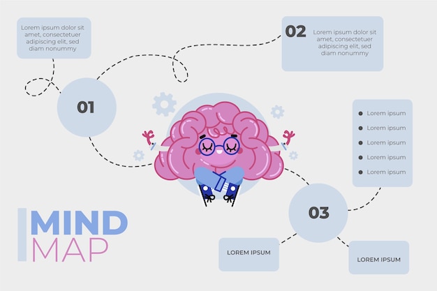Free vector mind map template with brain
