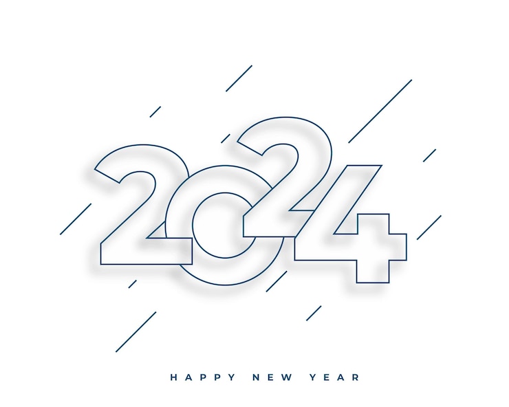 Free Vector minimal 2024 new year event background in line style