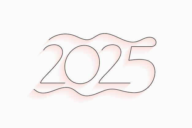 minimal 2025 new year lettering background in line art