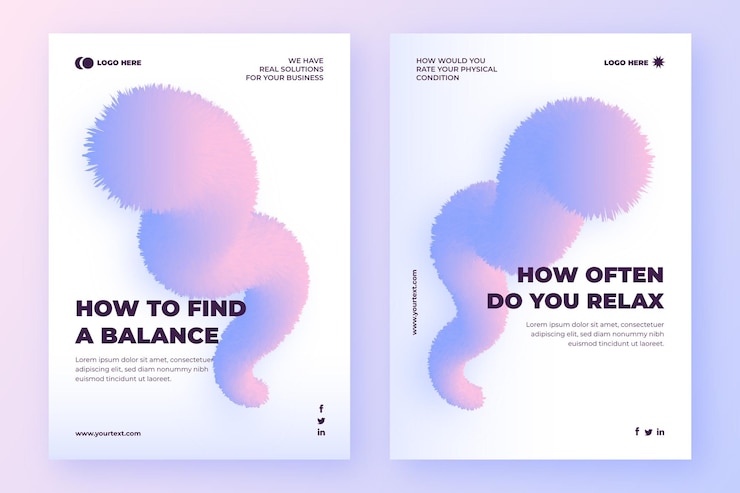 Free Vector minimal abstract business flyer set templates with 3d fluffy wave shapes