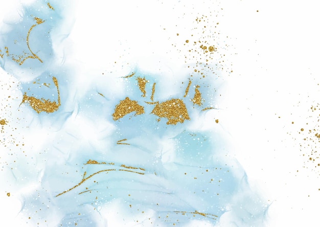 Minimal alcohol ink design with gold glitter elements