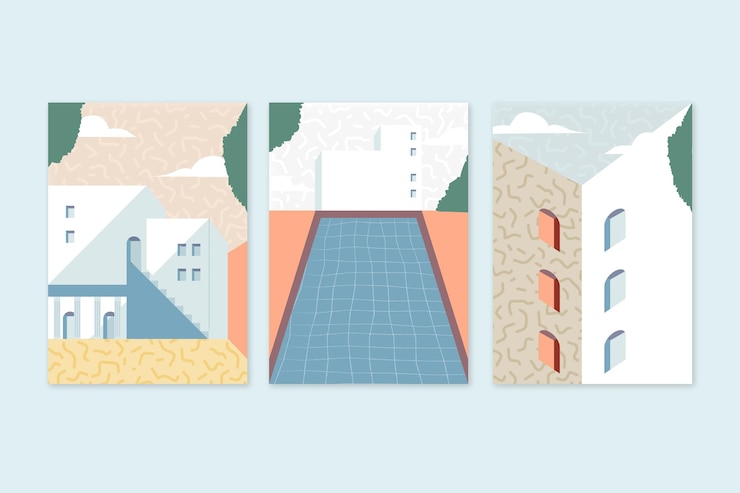 Free Vector minimal architecture covers collection