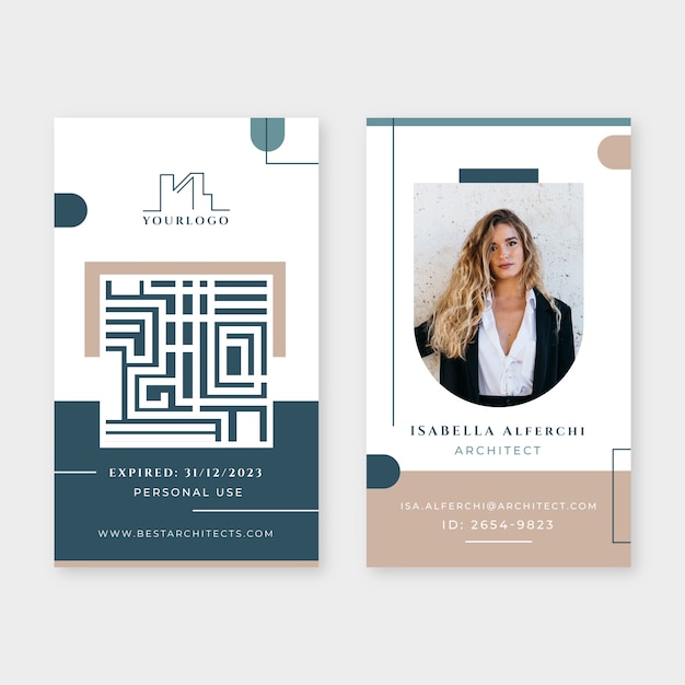 Free vector minimal architecture development id card