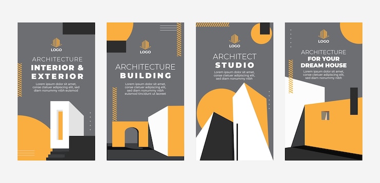 Free Vector minimal architecture development instagram stories