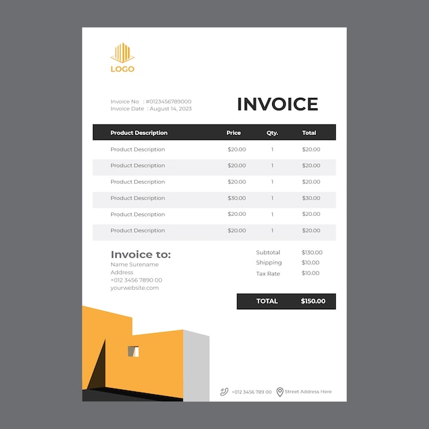 Minimal architecture development invoice