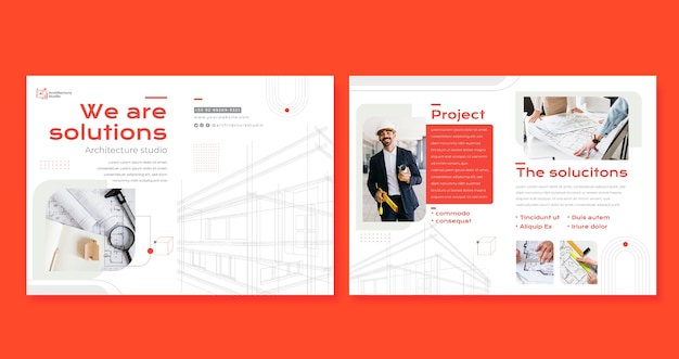 Free vector minimal architecture project brochure template