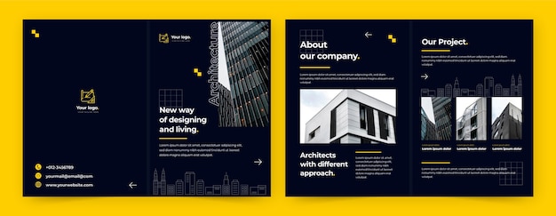 Vettore gratuito brochure del progetto di architettura minimale