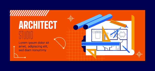 Free vector minimal architecture project facebook cover