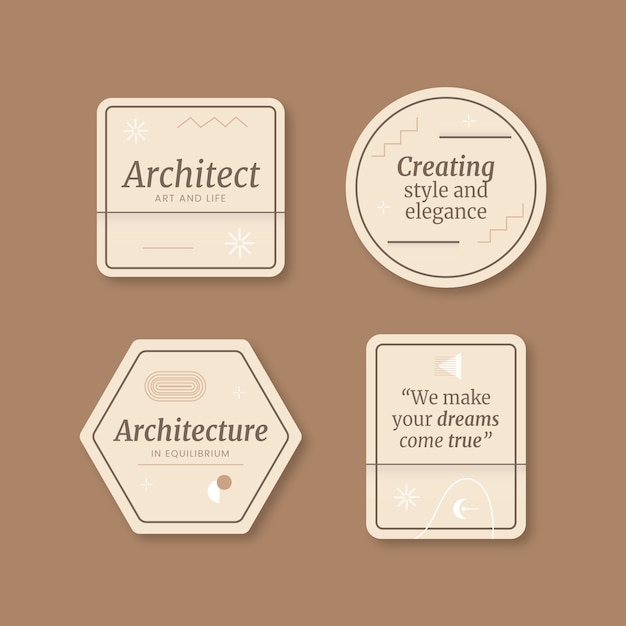 Free vector minimal architecture project labels set