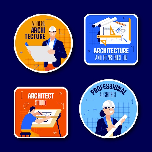 Free vector minimal architecture project labels