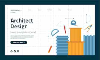 Free vector minimal architecture project landing page template