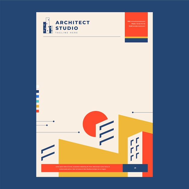 Free vector minimal architecture project letterhead