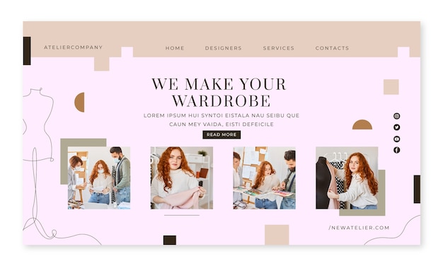 Free vector minimal atelier confection landing page