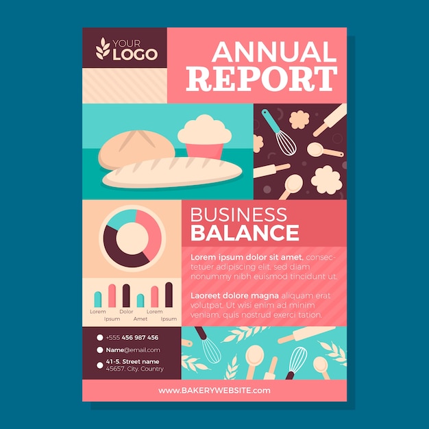 Free vector minimal bakery annual report template