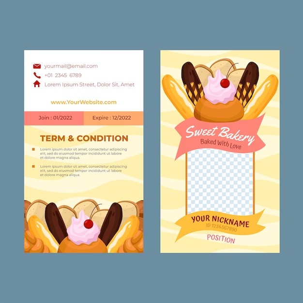 Free vector minimal bakery shop id card template