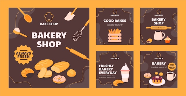 Minimal bakery shop instagram posts