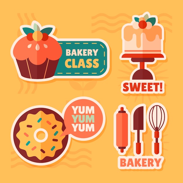Free vector minimal bakery shop labels template