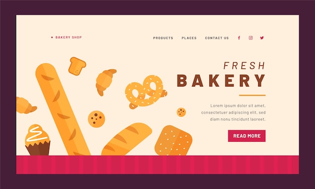 Free vector minimal bakery shop landing page