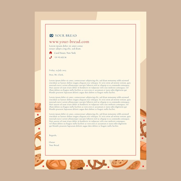 Minimal bakery shop letterhead template